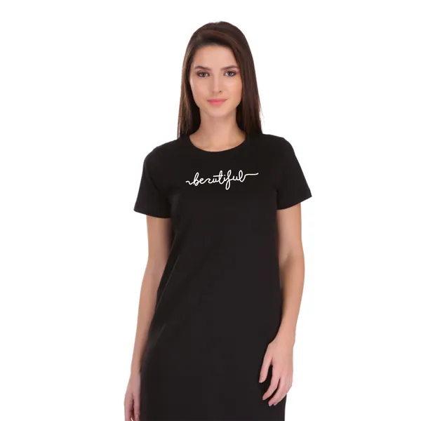 Black_Cotton_Beautiful_Printed_Long_T-Shirt_For_Women