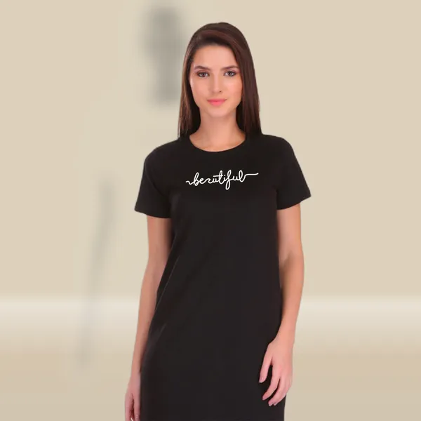 Black_Cotton_Beautiful_Printed_Long_T-Shirt_For_Women