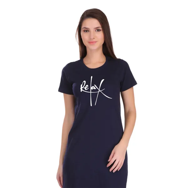 Navy_Blue_Cotton_Relax_Printed_Long_T-Shirt_For_Women
