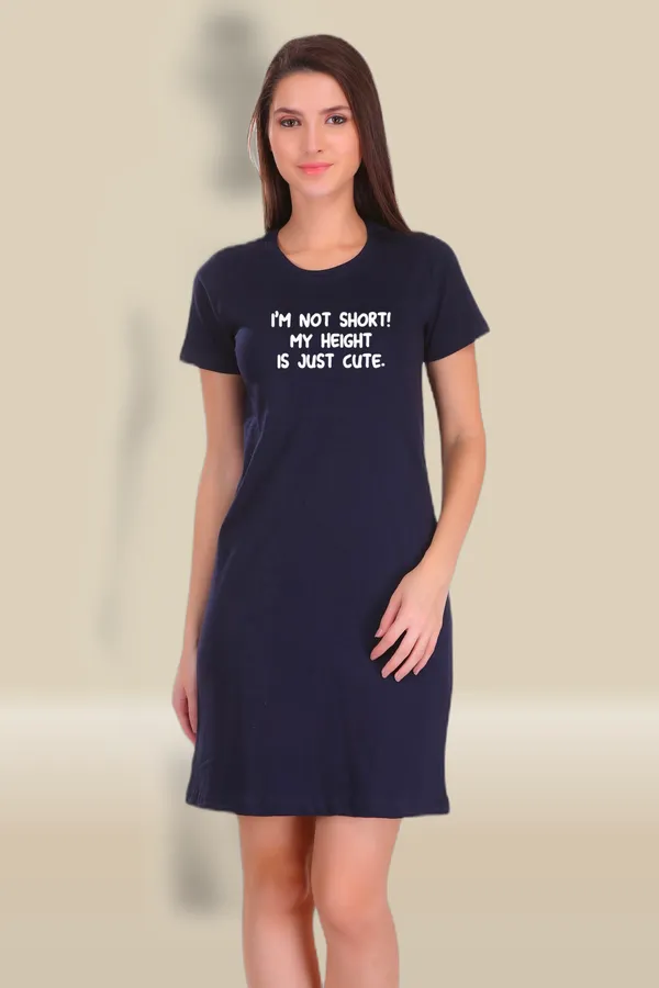 Navy_Blue_Cotton_Short_But_Cute_Printed_Long_T-Shirt_For_Women