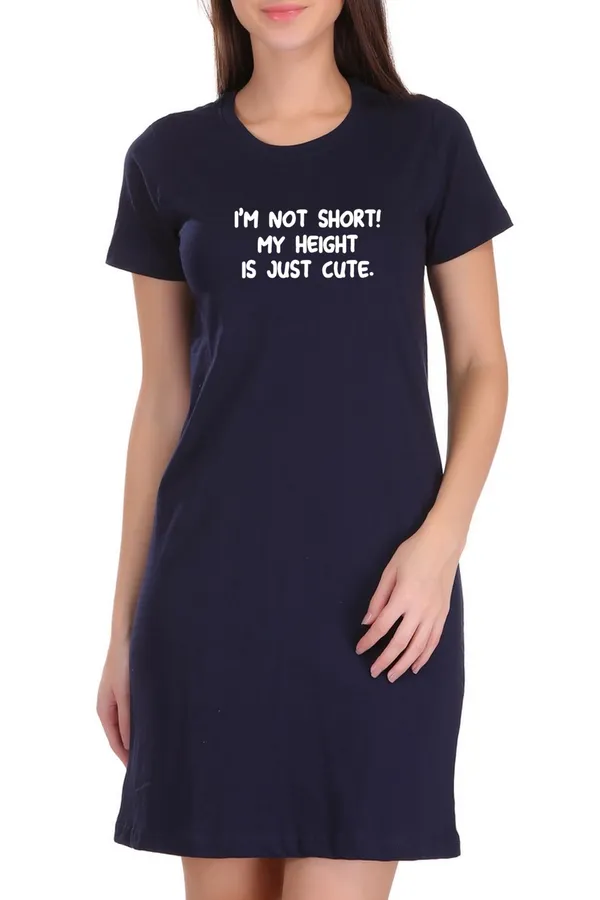 Navy_Blue_Cotton_Short_But_Cute_Printed_Long_T-Shirt_For_Women