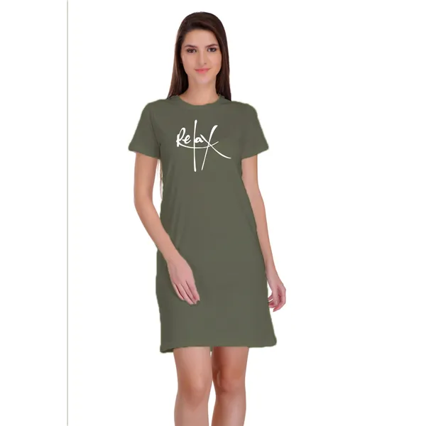 Olive_Green_Cotton_Relax_Printed_Long_T-Shirt_For_Women