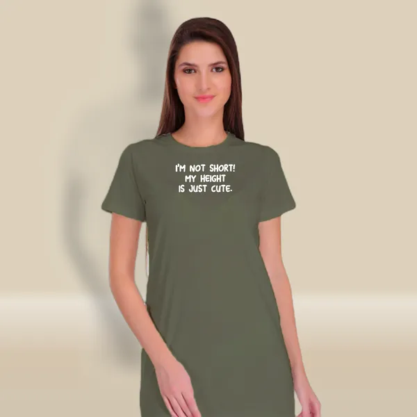 Olive_Green_Cotton_Short_But_Cute_Printed_Long_T-Shirt_For_Women
