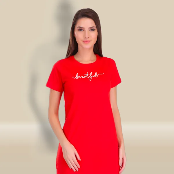 Red_Cotton_Beautiful_Printed_Long_T-Shirt_For_Women