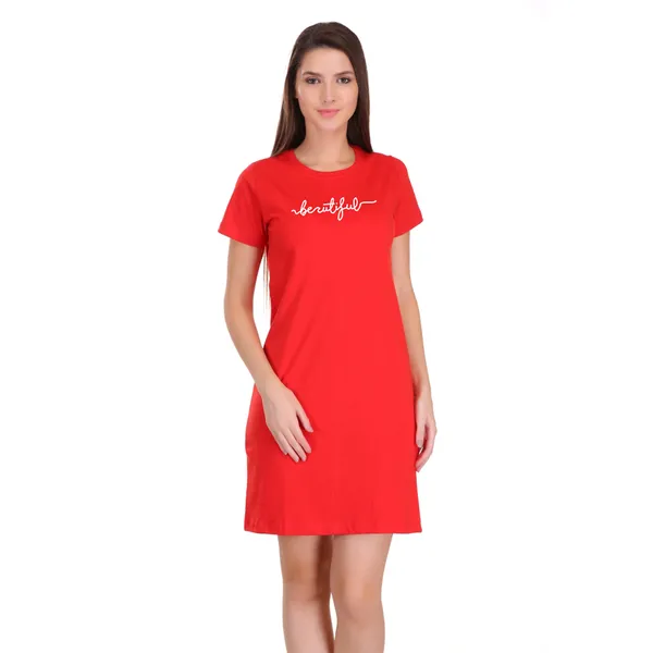Red_Cotton_Beautiful_Printed_Long_T-Shirt_For_Women