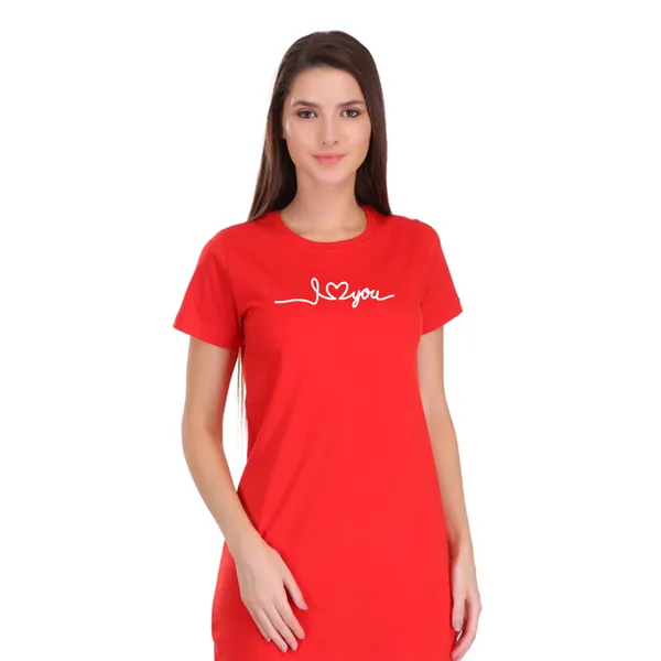 Red_Cotton_I_Love_You_Printed_Long_T-Shirt_For_Women