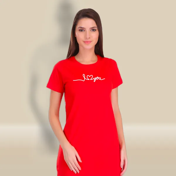 Red_Cotton_I_Love_You_Printed_Long_T-Shirt_For_Women