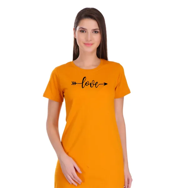 Yellow_Cotton_Love_Printed_Long_T-Shirt_For_Women