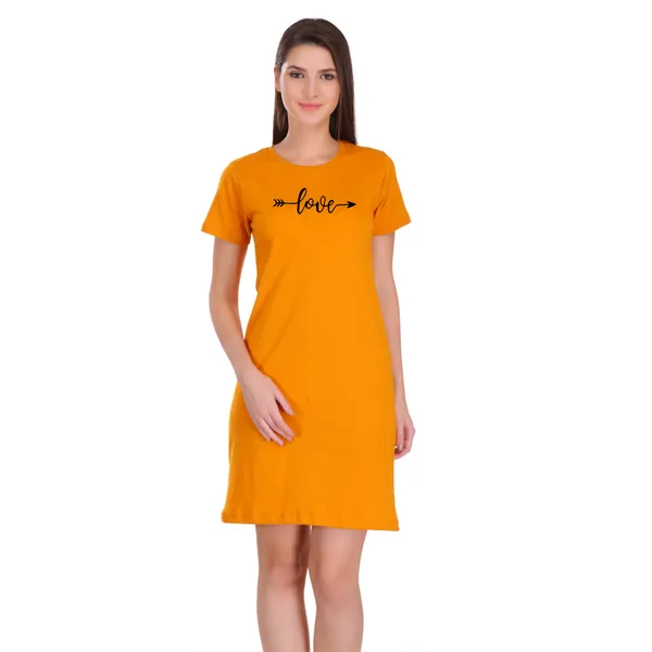 Yellow_Cotton_Love_Printed_Long_T-Shirt_For_Women