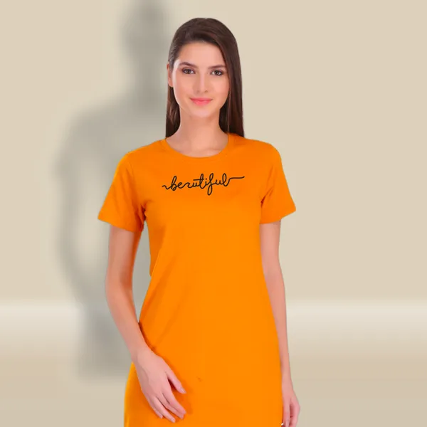 Yellow_Cotton_Beautiful_Printed_Long_T-Shirt_For_Women