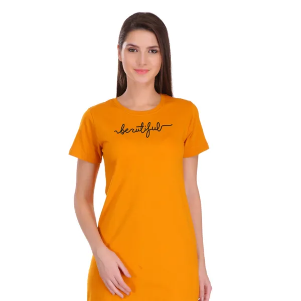 Yellow_Cotton_Beautiful_Printed_Long_T-Shirt_For_Women