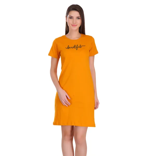 Yellow_Cotton_Beautiful_Printed_Long_T-Shirt_For_Women