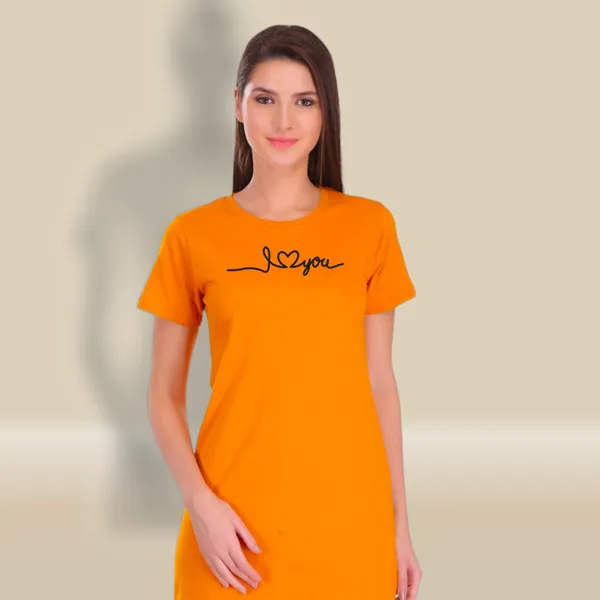 Yellow_Cotton_I_Love_You_Printed_Long_T-Shirt_For_Women
