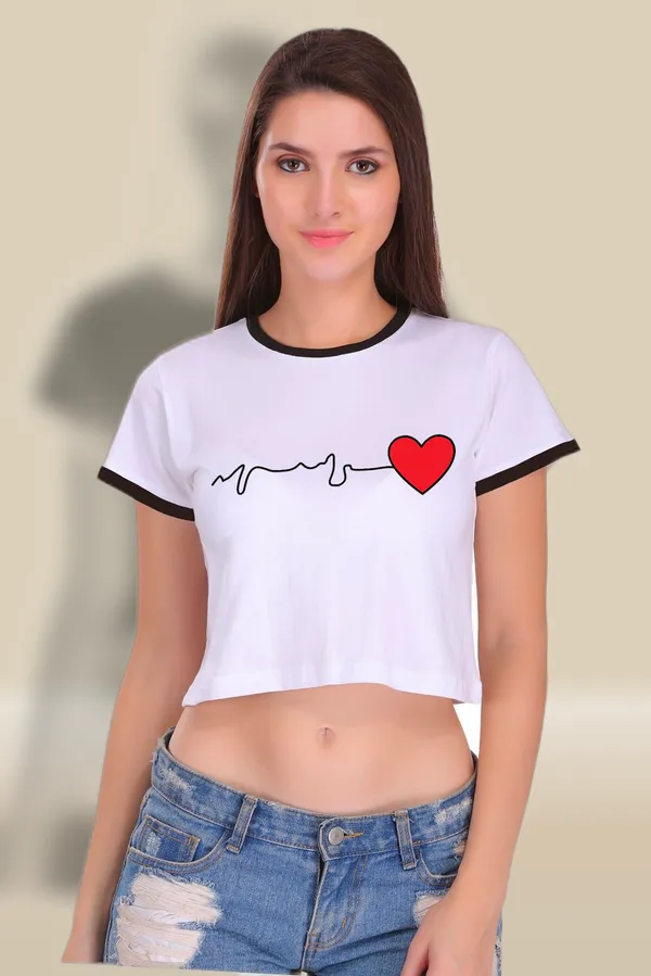 White_Cotton_Heart_Beat_Printed_Ringer_Crop_Top_For_Women