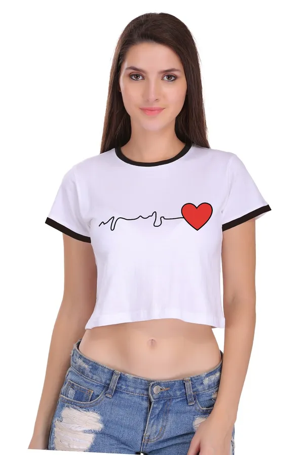 White_Cotton_Heart_Beat_Printed_Ringer_Crop_Top_For_Women