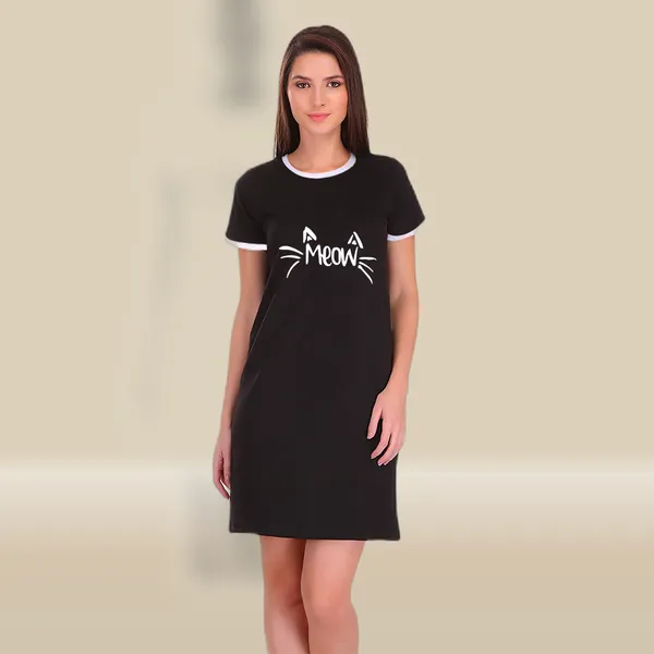 Black_Cotton_Meow_Printed_Ringer_Long_T-Shirt_For_Women
