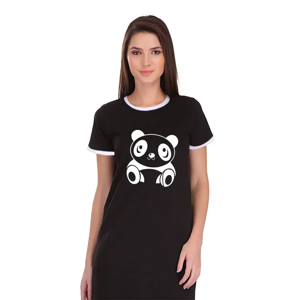 Black_Cotton_Cute_Panda_Printed_Ringer_Long_T-Shirt_For_Women