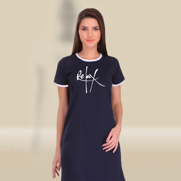 Navy_Blue_Cotton_Relax_Printed_Ringer_Long_T-Shirt_For_Women