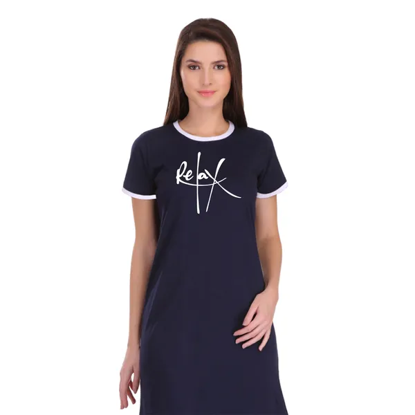 Navy_Blue_Cotton_Relax_Printed_Ringer_Long_T-Shirt_For_Women