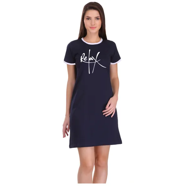 Navy_Blue_Cotton_Relax_Printed_Ringer_Long_T-Shirt_For_Women