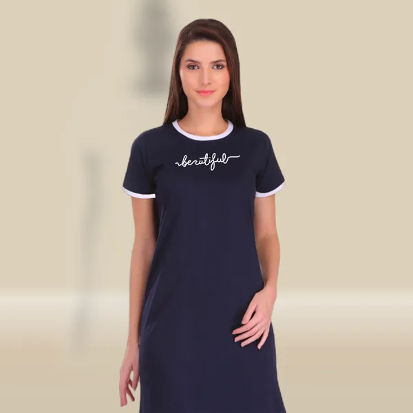 Navy_Blue_Cotton_Beautiful_Printed_Ringer_Long_T-Shirt_For_Women