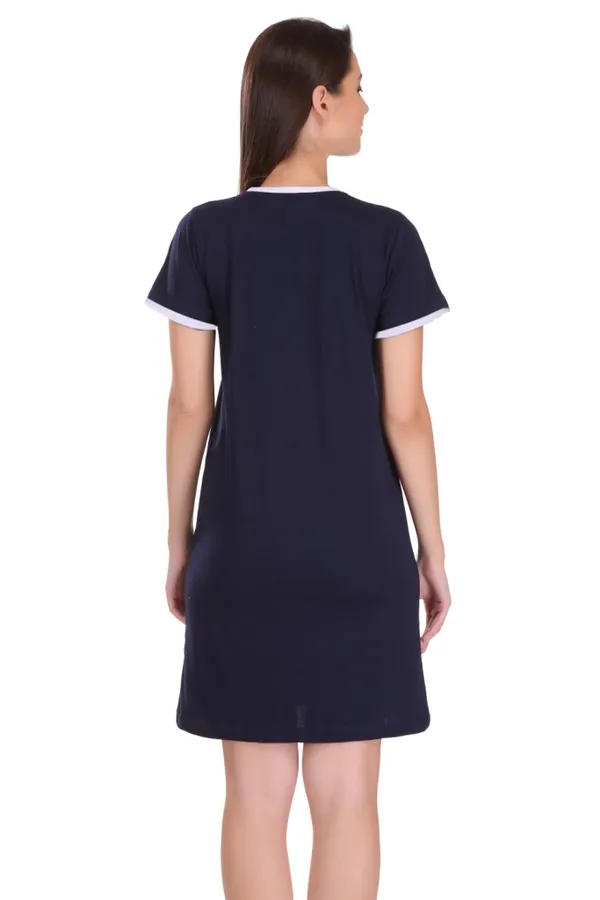 Navy_Blue_Cotton_Beautiful_Printed_Ringer_Long_T-Shirt_For_Women
