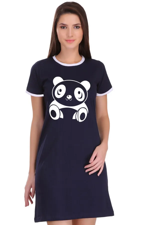 Navy_Blue_Cotton_Cute_Panda_Printed_Ringer_Long_T-Shirt_For_Women