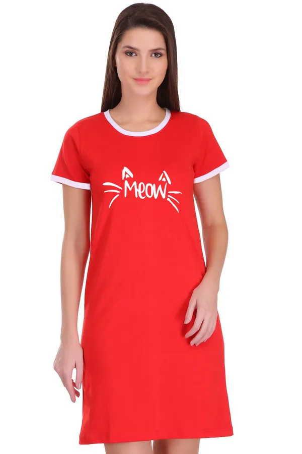 Red_Cotton_Meow_Printed_Ringer_Long_T-Shirt_For_Women