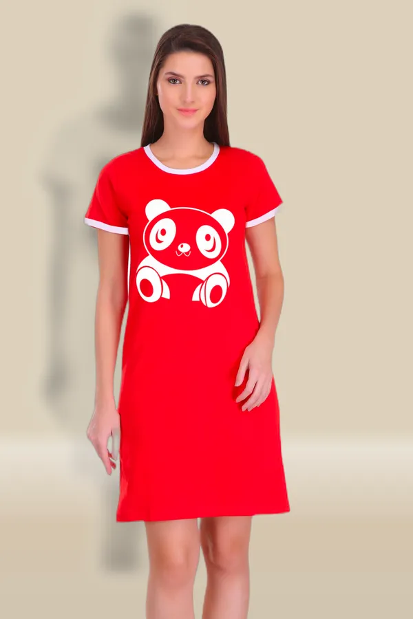 Red_Cotton_Cute_Panda_Printed_Ringer_Long_T-Shirt_For_Women