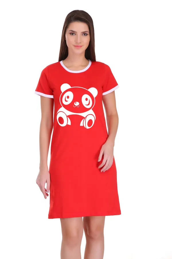 Red_Cotton_Cute_Panda_Printed_Ringer_Long_T-Shirt_For_Women
