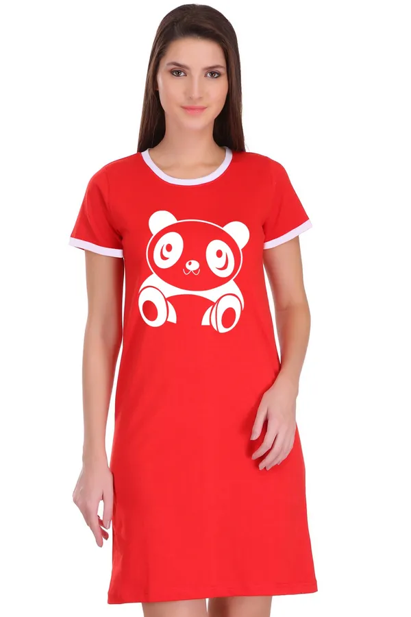 Red_Cotton_Cute_Panda_Printed_Ringer_Long_T-Shirt_For_Women