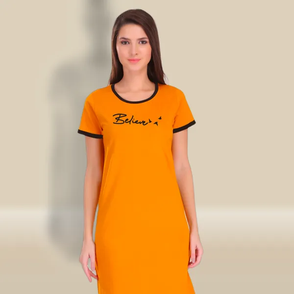 Yellow_Cotton_Believe_Printed_Ringer_Long_T-Shirt_For_Women