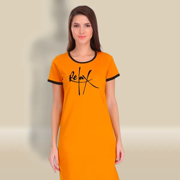 Yellow_Cotton_Relax_Printed_Ringer_Long_T-Shirt_For_Women