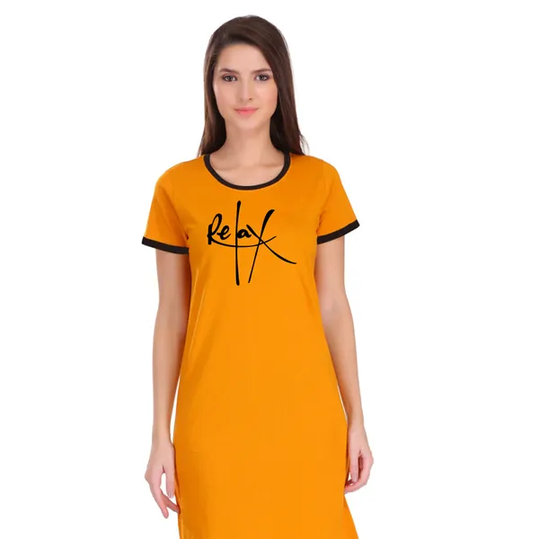Yellow_Cotton_Relax_Printed_Ringer_Long_T-Shirt_For_Women