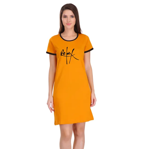 Yellow_Cotton_Relax_Printed_Ringer_Long_T-Shirt_For_Women