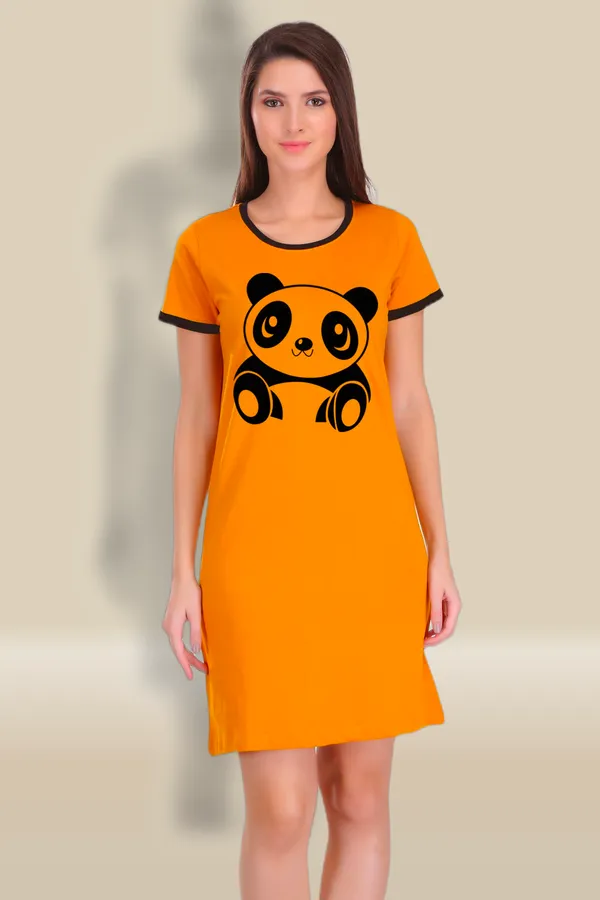 Yellow_Cotton_Cute_Panda_Printed_Ringer_Long_T-Shirt_For_Women
