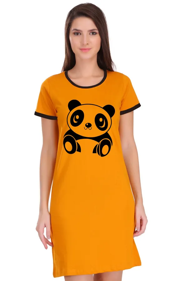 Yellow_Cotton_Cute_Panda_Printed_Ringer_Long_T-Shirt_For_Women