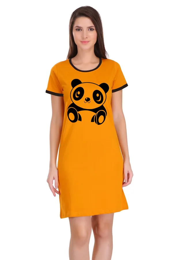 Yellow_Cotton_Cute_Panda_Printed_Ringer_Long_T-Shirt_For_Women