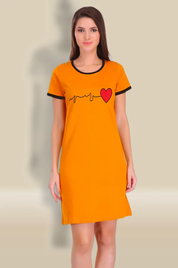 Yellow_Cotton_Heart_Beat_Printed_Ringer_Long_T-Shirt_For_Women