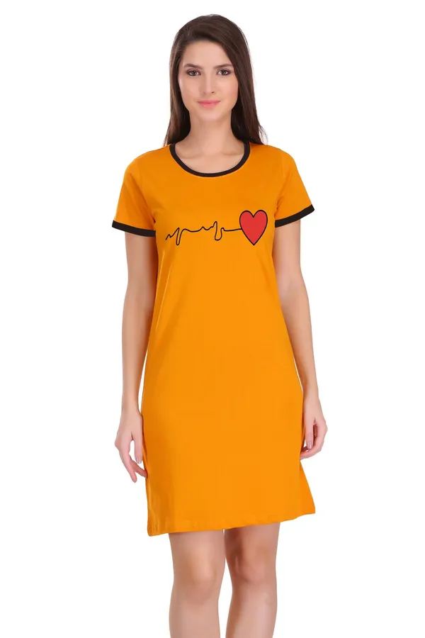 Yellow_Cotton_Heart_Beat_Printed_Ringer_Long_T-Shirt_For_Women
