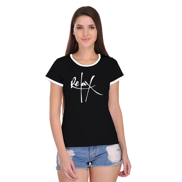 Black_Cotton_Relax_Printed_Ringer_T-Shirt_For_Women