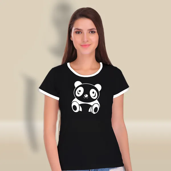 Black_Cotton_Cute_Panda_Printed_Ringer_T-Shirt_For_Women