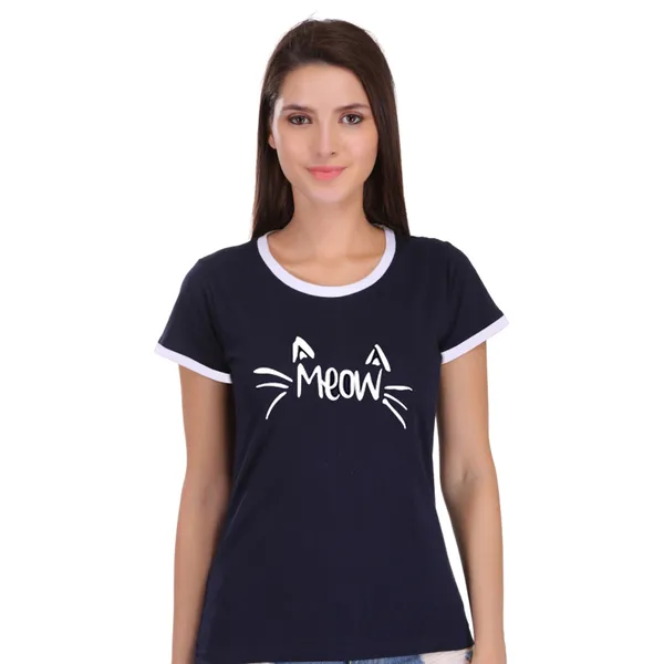 Navy_Blue_Cotton_Meow_Printed_Ringer_T-Shirt_For_Women