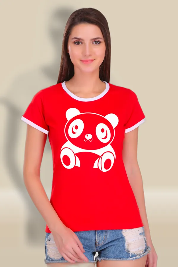 Red_Cotton_Cute_Panda_Printed_Ringer_T-Shirt_For_Women
