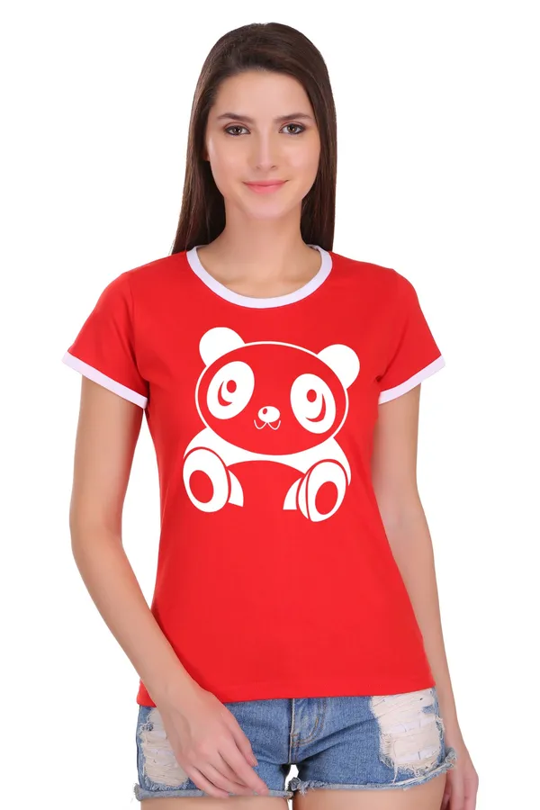 Red_Cotton_Cute_Panda_Printed_Ringer_T-Shirt_For_Women