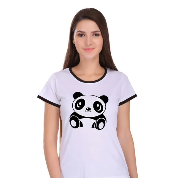 White_Cotton_Cute_Panda_Printed_Ringer_T-Shirt_For_Women