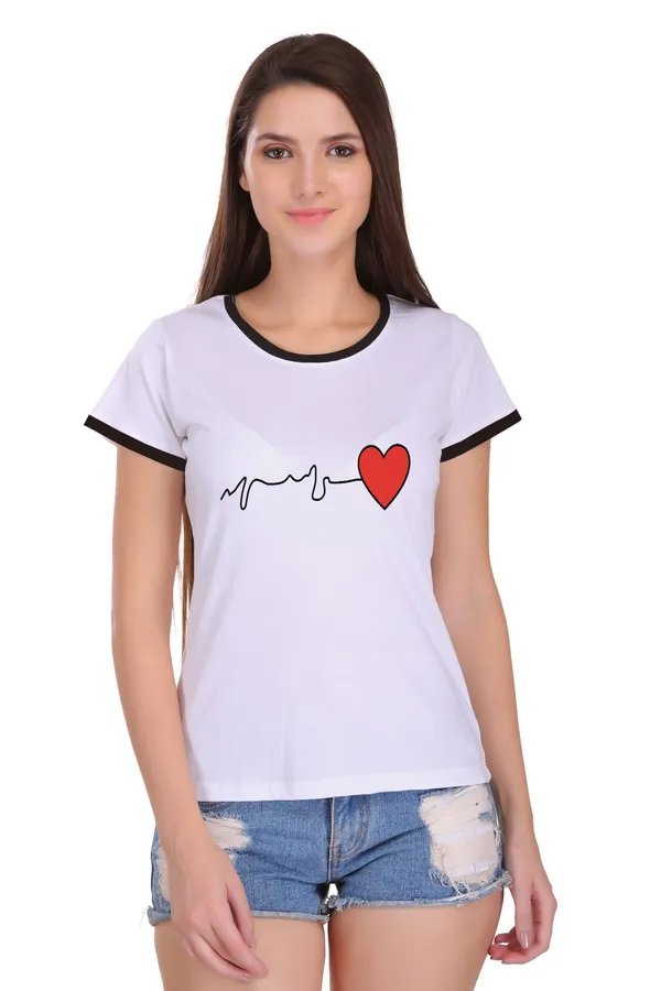 White_Cotton_Heart_Beat_Printed_Ringer_T-Shirt_For_Women