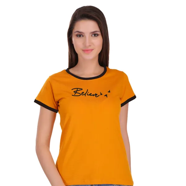 Yellow_Cotton_Believe_Printed_Ringer_T-Shirt_For_Women