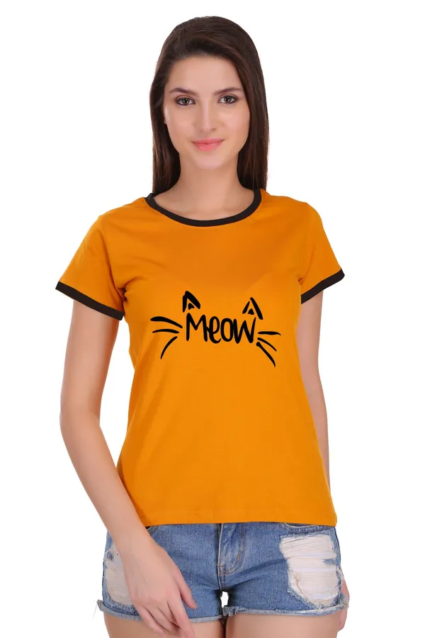 Yellow_Cotton_Meow_Printed_Ringer_T-Shirt_For_Women