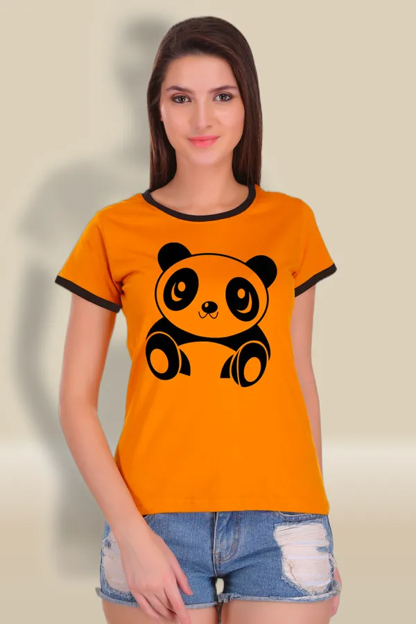 Yellow_Cotton_Cute_Panda_Printed_Ringer_T-Shirt_For_Women